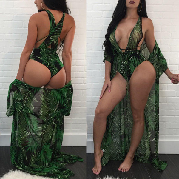 2 Piece Leaves Swimwear Set