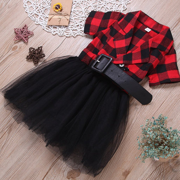 Plaid Tulle Girls Dress