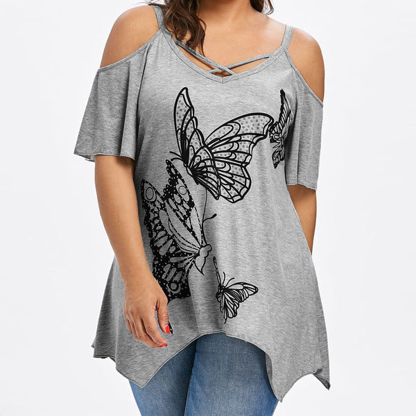 Women's Summer Butterfly Print T-Shirt