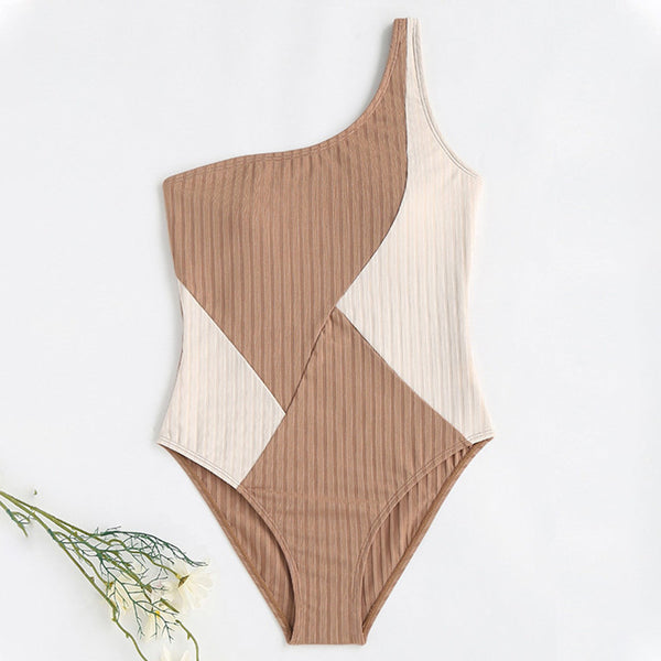 One-piece Shoulder Stitching Swimsuit