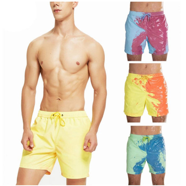 Magical Change Color Beach Shorts Summer Men Swimsuit Quick Dry bathing shorts Beach Pant