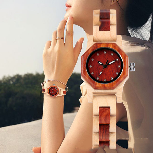 Diamond Wooden Ladies Watch